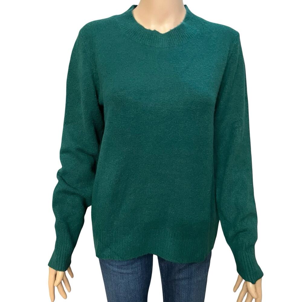 J Crew Extra Soft Sweater Small Crew Neck Dark Green Long Sleeve Minimalist